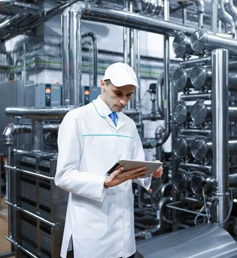 Man inspecting checklist.